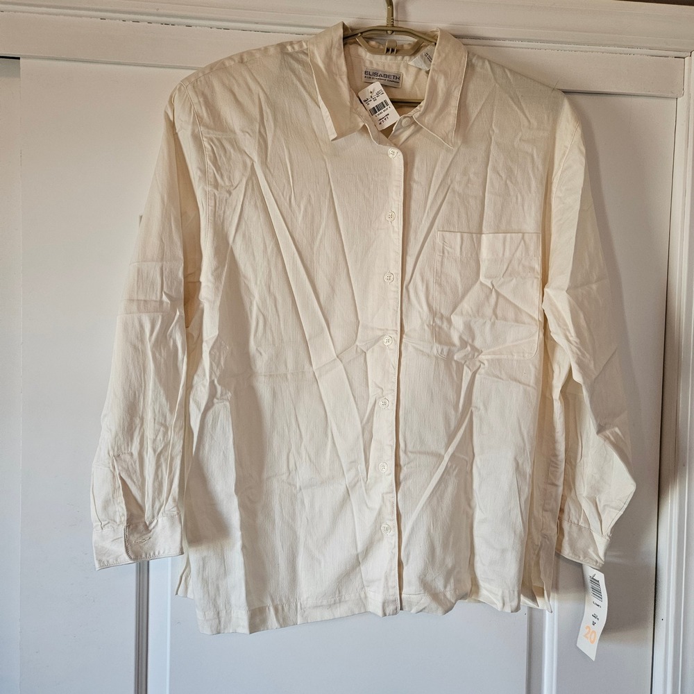 NWT Vintage‎ Elisabeth Liz Claiborne Button Down Shirt Size 20 Cotton Beach